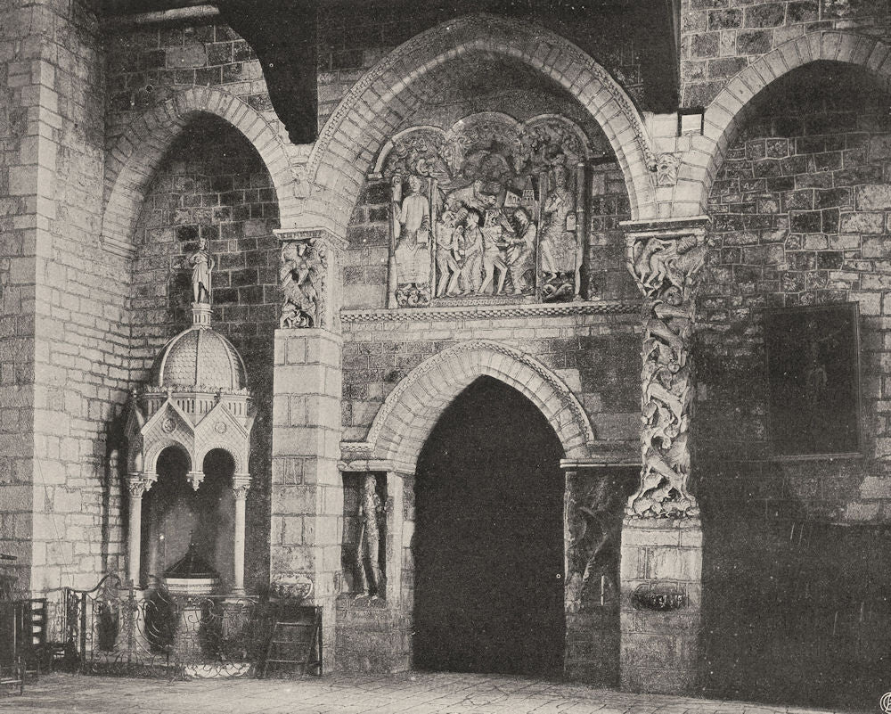 LOT. Souillac- Intérieur de I'église 1904 old antique vintage print picture